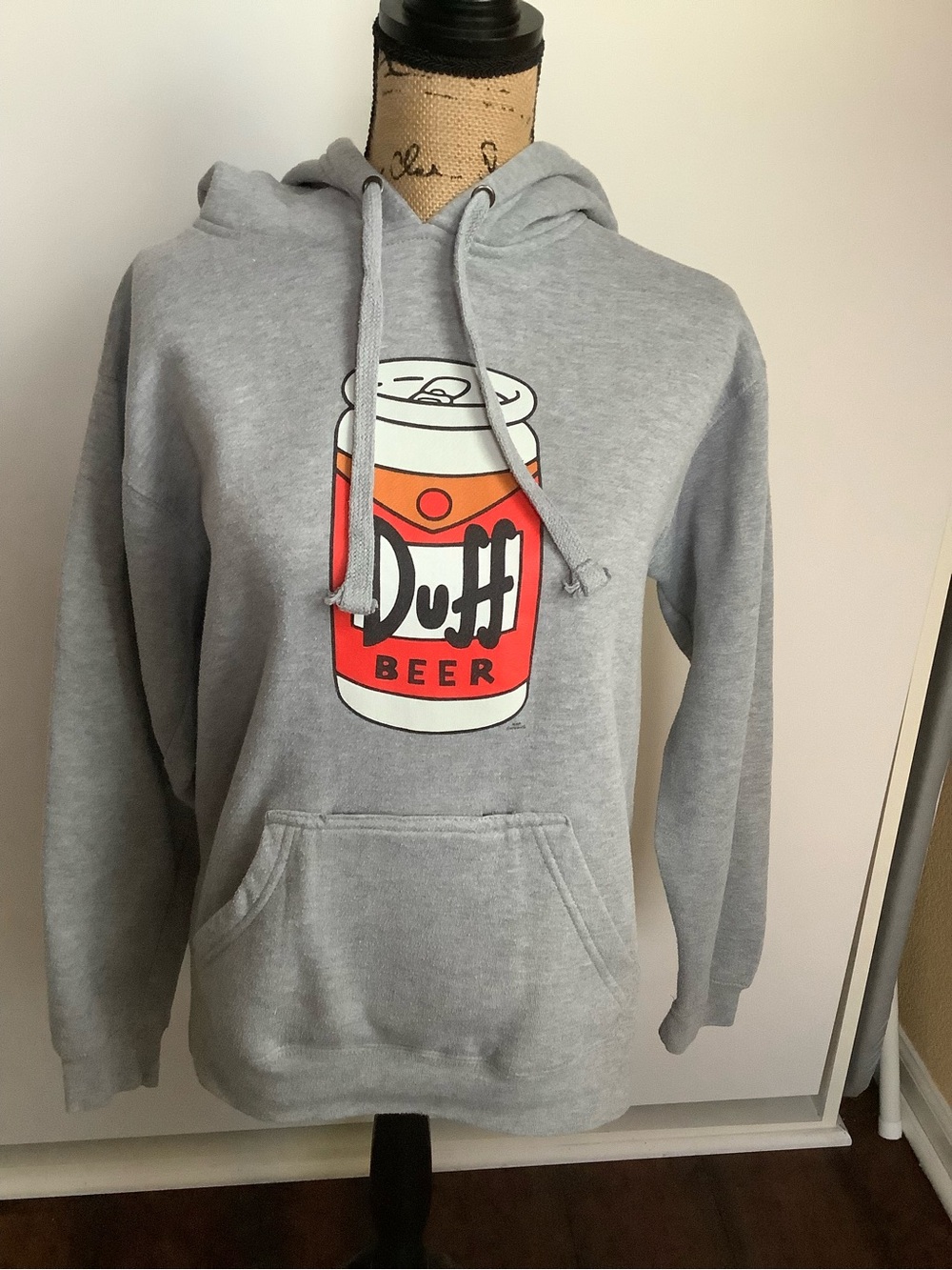 Duff Beer Graphic Hoodie Sweatshirt with Beer Bottle Pocket/ Opener